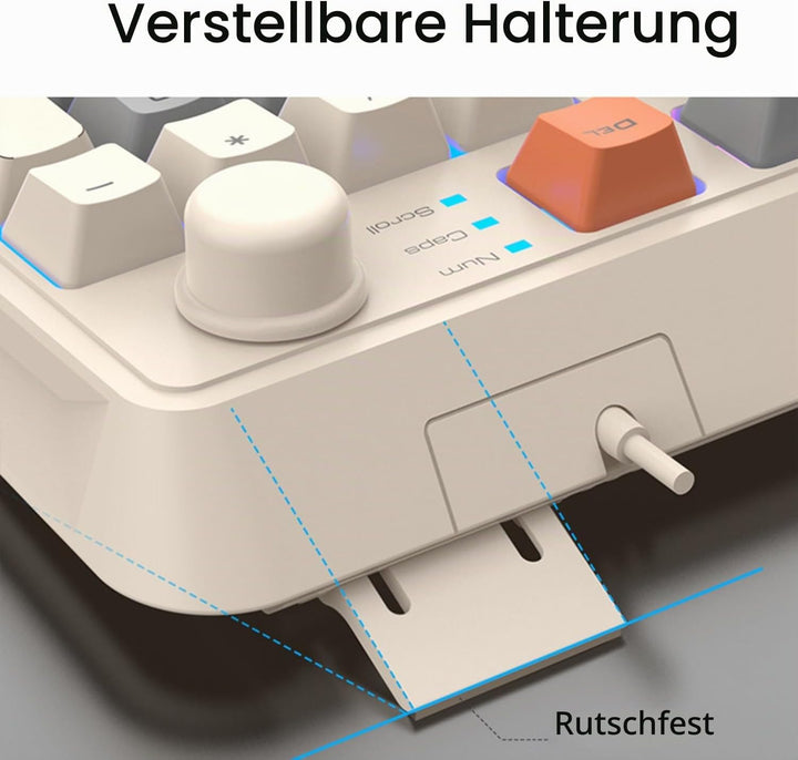 Lancoon Verkabelte Mechanische Gaming Tastatur mit 94 Tasten 3 Farbig Gemischte Tastenkappen Kühler