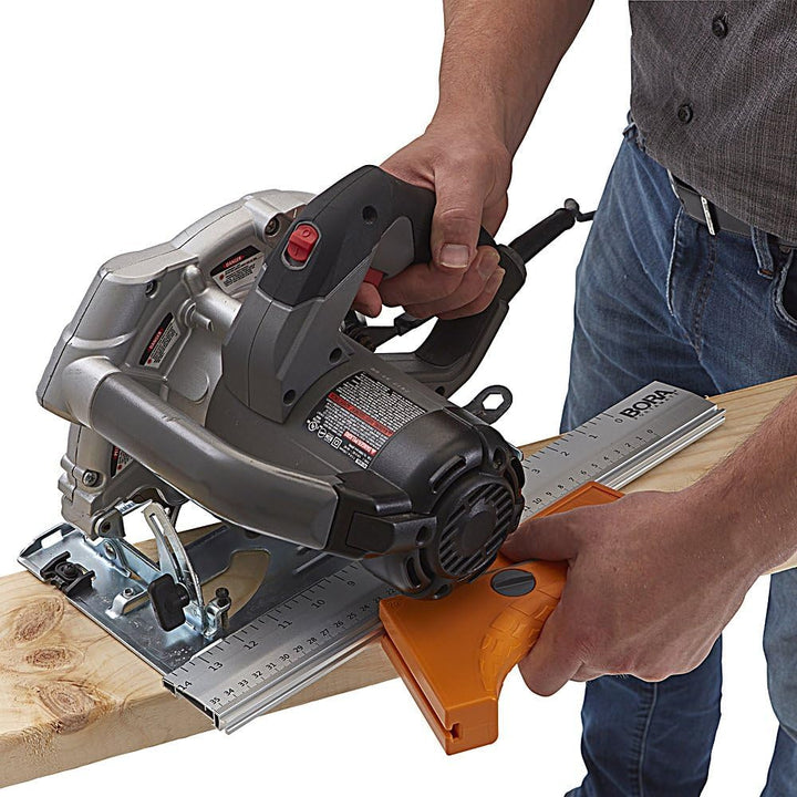 Bora QuickCut 530416 Kreissägeführung mit Schiene & Winkelunterstützung, All-in-One Holzbearbeitungs