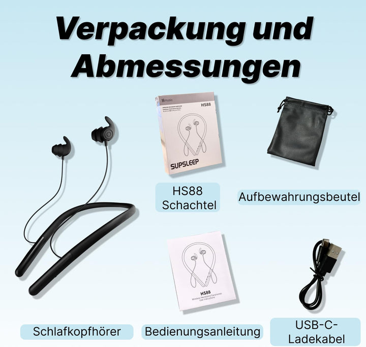 Hmusic HS88 Bluetooth Schlaf Kopfhörer für Seitenschläfer, Schlafmodus, Flache/dünne geräuschblockie
