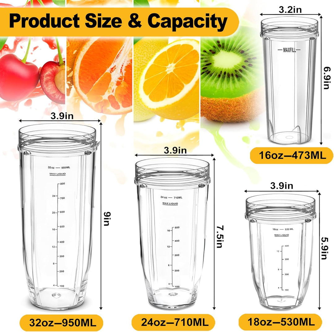 2 Stück Ersatz 24oz Blender Cup mit Sip & Seal Deckel Kompatibel mit Nutri Ninja BL450 BL456 BL480 B