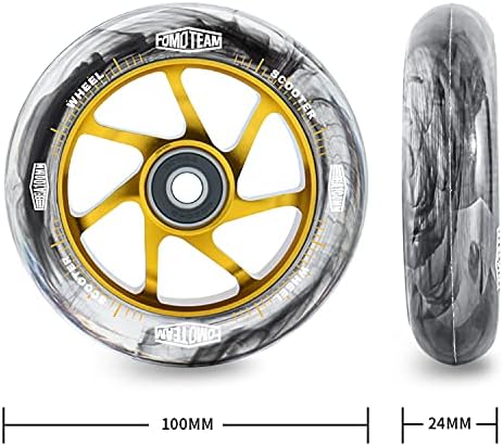 fomo team Scooter Ersatzräder scooter Rollen Räder 100mm24mm Aquarelleffekt EIN Paar mit ABEC-9 Kuge