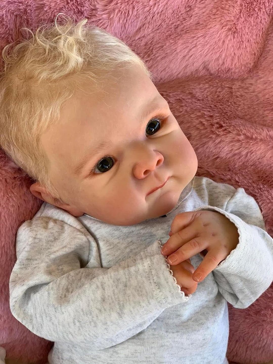 Zero pam Reborn Baby Vollsilikon Lebensecht Jungen Offene Augen, 45 cm Silikon Babys Weichkörper, Le