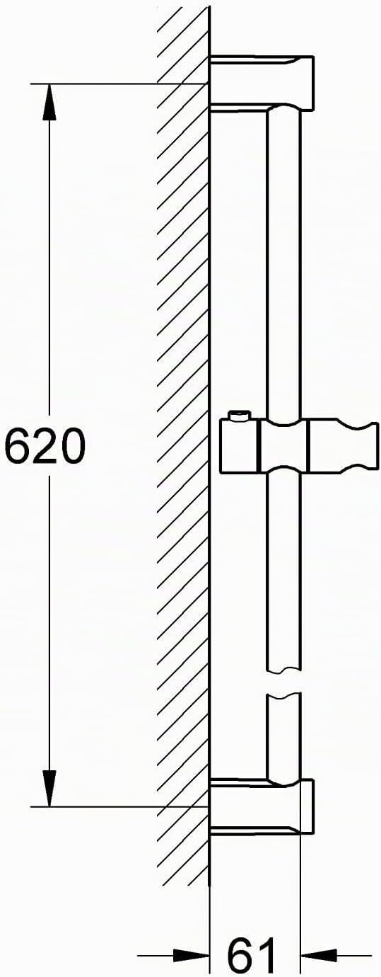 Grohe Tempesta Cosmopolitan, Brausestange 600mm, feste Bohrlöcher zur Befestigung, chrom 600 mm, 600