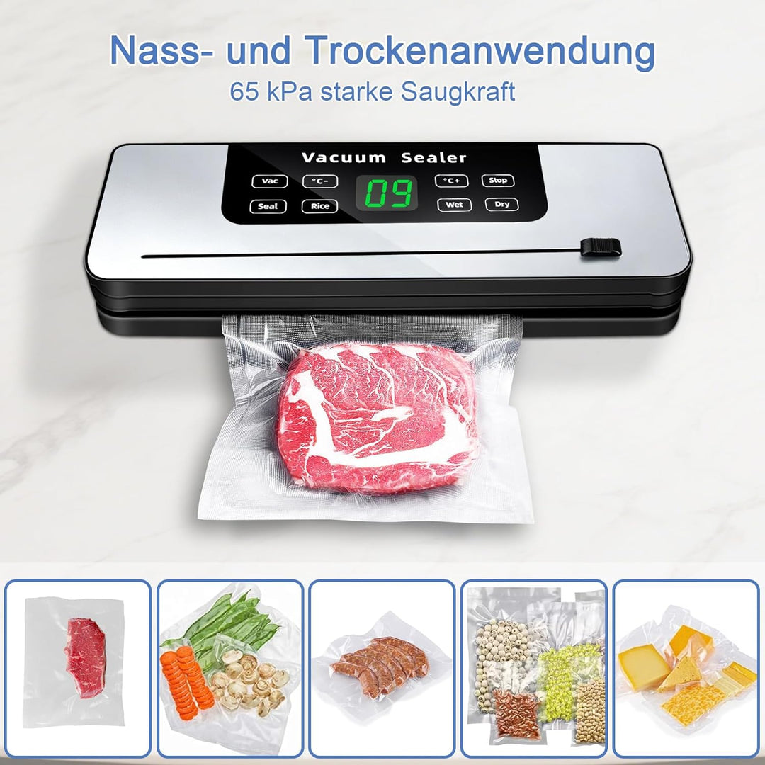 6 in 1 Vakuumiergerät für Lebensmittel, automatische Trocken- und Feuchtlebensmittel, Vakuumiergerät