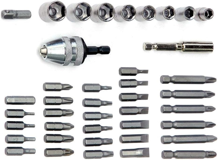 Dino KRAFTPAKET Mini-Akkuschrauber-Set Multiplex 3.6V 5Nm 41-TLG Komplett-Set mit Bohrfutter für als