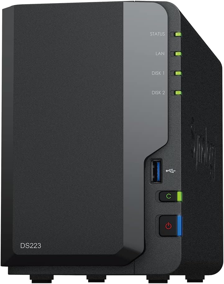 Synology DS223 2-Bay Diskstation NAS (Realtek RTD1619B Quad-Core 2GB Ram 1xRJ-45 1GbE LAN-Port) Bund