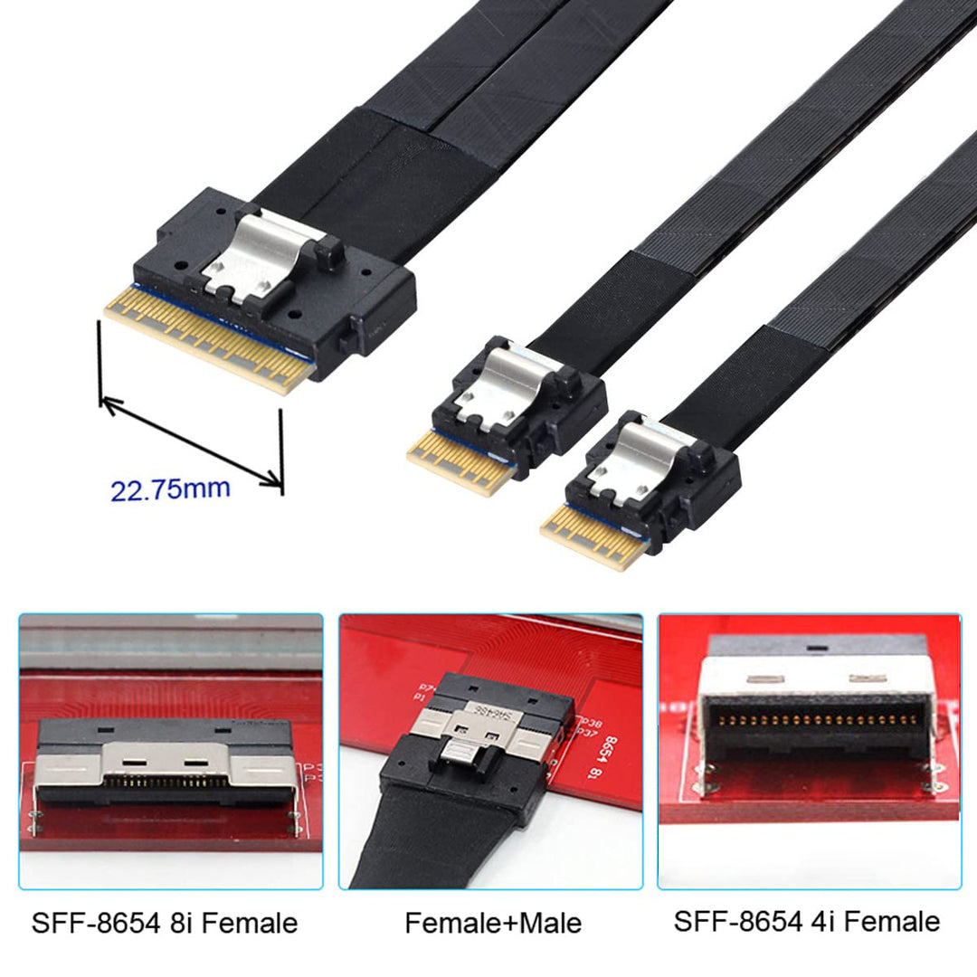 CY Slimline PCI-E Ultraport SAS Slim 4.0 SFF-8654 8i 74pin auf Dual SFF-8654 4i 38pin Kabel 40cm PCI
