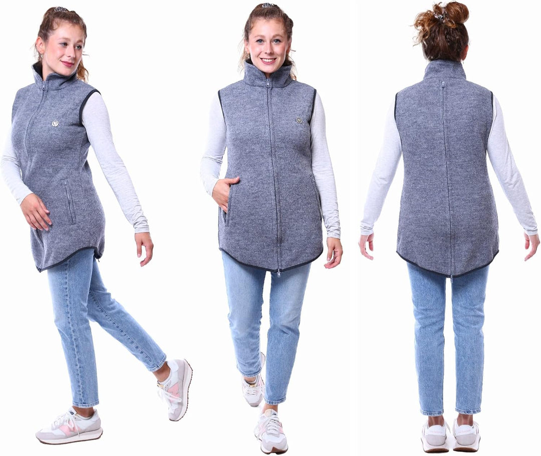 Viva la Mama - Trageweste aus Wollwalk Umstandsweste Wollweste zum Babytragen - PEVE XXL Grau, XXL G