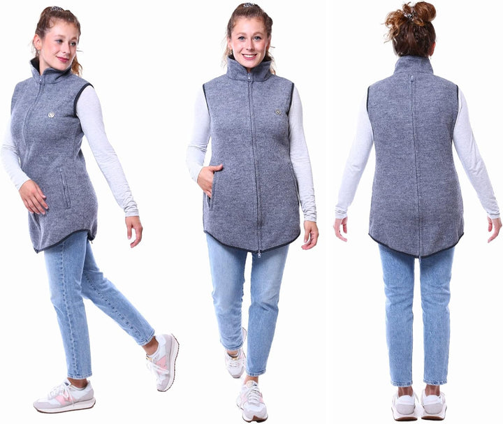 Viva la Mama - Trageweste aus Wollwalk Umstandsweste Wollweste zum Babytragen - PEVE XXL Grau, XXL G