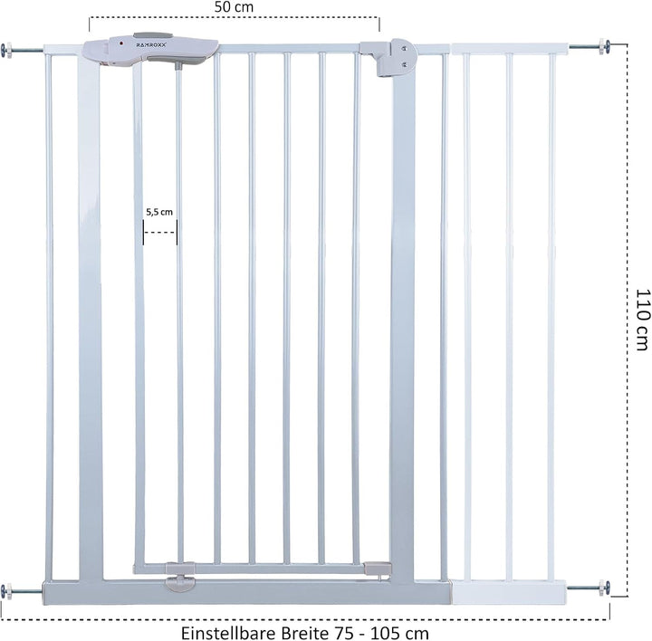 95-105cm Treppenschutzgitter Türgitter Weiss Kindersicherung 110cm Hoch