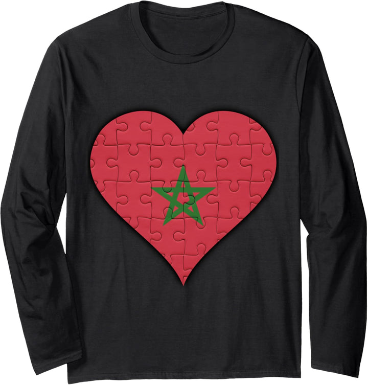 Marokko Marokkanische Flagge Herz Langarmshirt