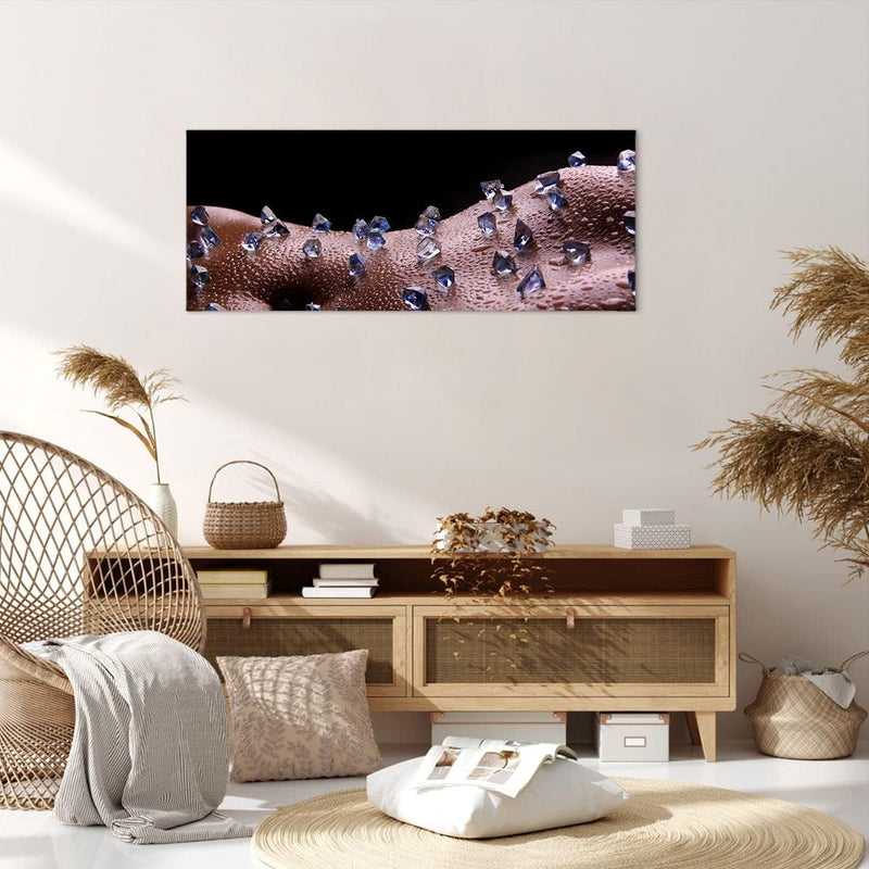 Wandbilder Dekoration Wohnzimmer Frau Körper Kristalle Wassertropfen Bilder auf Leinwand 120x50cm Le