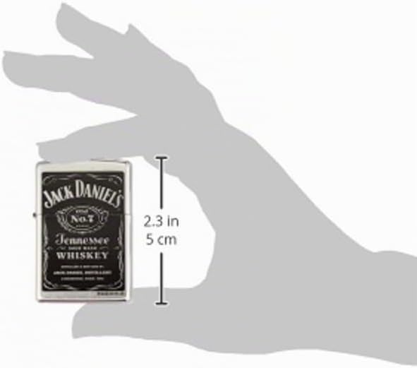 Zippo Feuerzeug mit Jack Daniel's Etikett, Street Chrome Schwarz / Chrom, Schwarz / Chrom