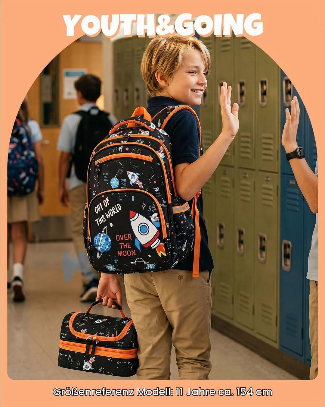 Amythe Schulrucksack Jungen 8-15 Jahre, Wasserdichte Schultasche Kinder mit Federmäppchen &amp; Brustgur