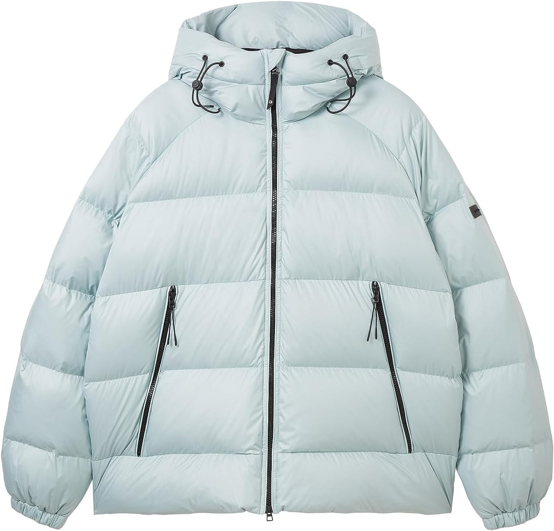 Tom Tailor Denim Herren Relaxed Fit Recycled Down Puffer-Jacke mit Kapuze L 30463-dusty Mint Blue, L