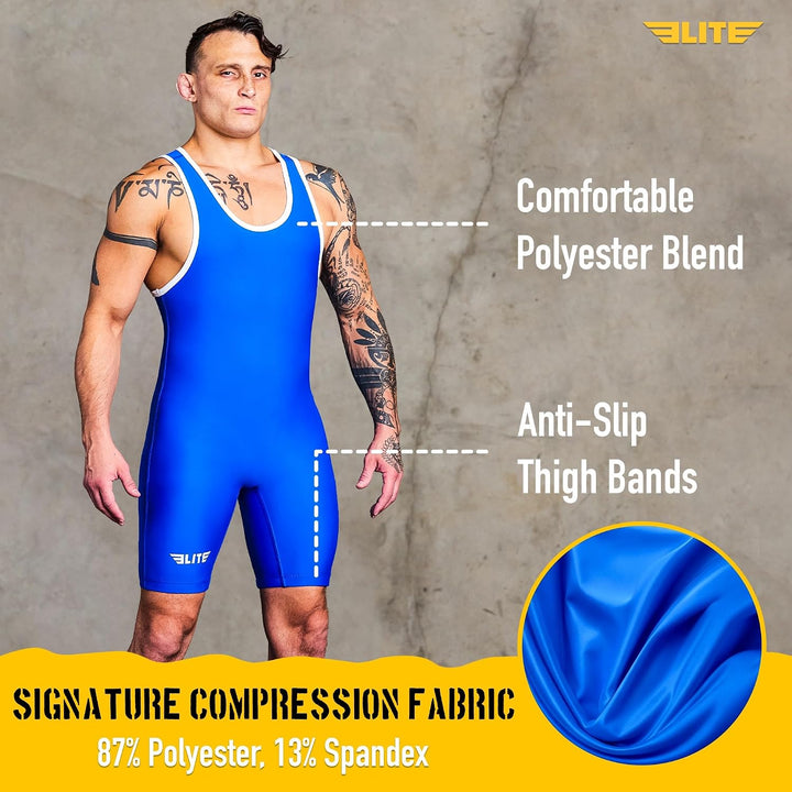 Men’s wrestling singlets, Elite Sports Standard Singlet for Men Wrestling Uniform Blau A2, Blau A2