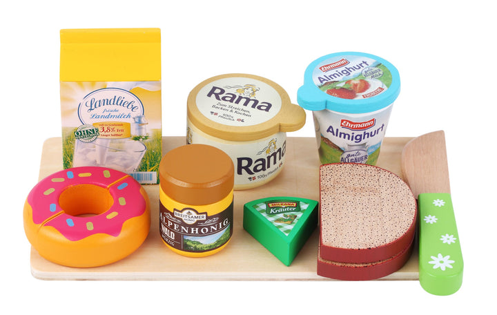 tanner DER KLEINE KAUFMANN TANNER Deco - Frühstücks-Set aus Holz, mit verschiedenen Produkten, Zubeh