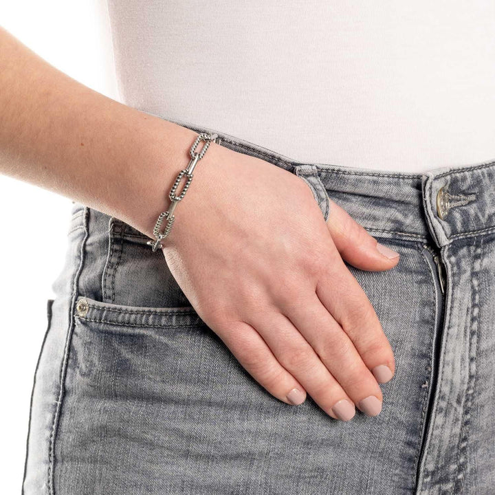 Leonardo Jewels Clip&amp;Mix Moni silbriges Armband, Armschmuck aus Edelstahl mit Clip&amp;Mix Verschluss, s
