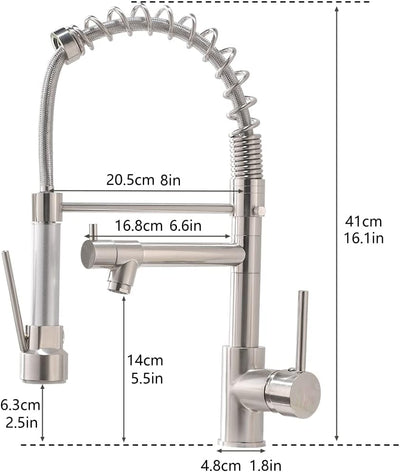 AIMADI Wasserhahn Küche Küchenarmatur mit Brause 360° schwenkbar Mischbatterie Spiralfeder Armatur S