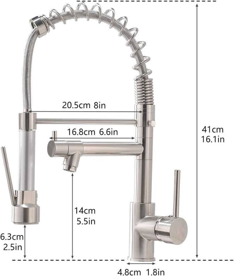 AIMADI Wasserhahn Küche Küchenarmatur mit Brause 360° schwenkbar Mischbatterie Spiralfeder Armatur S