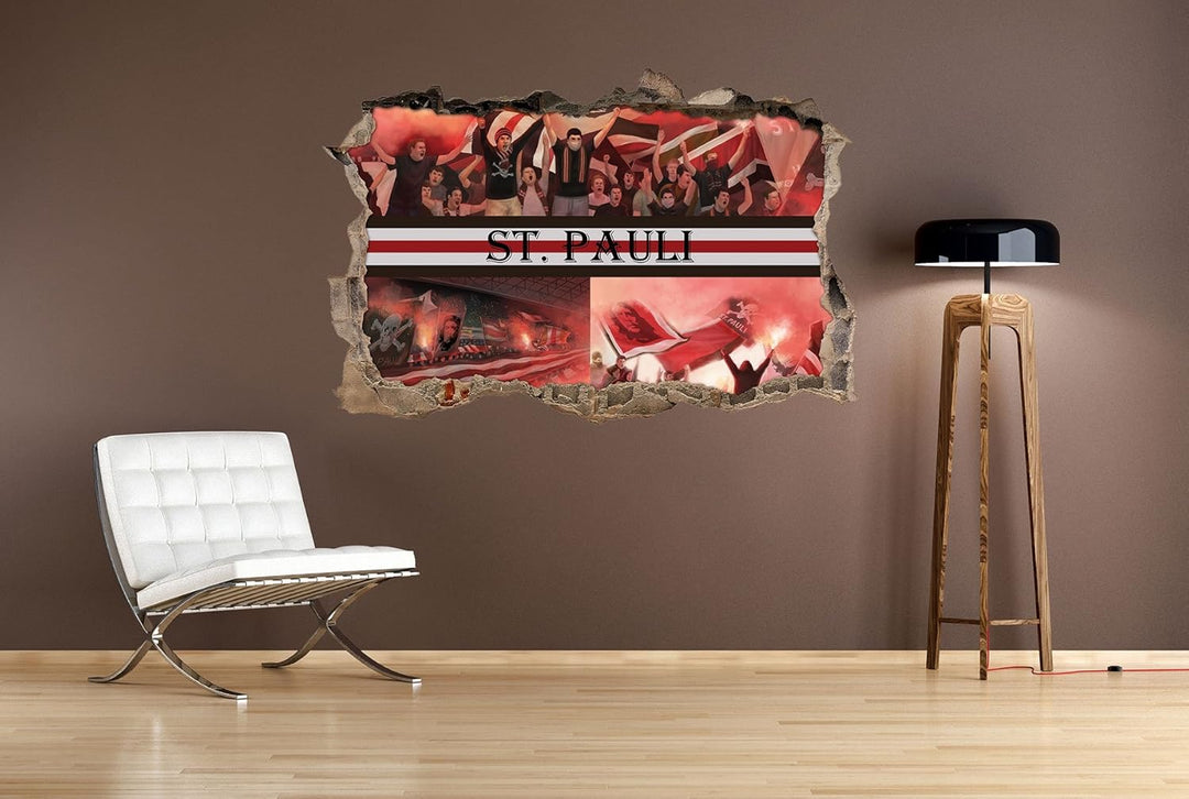 Ultras St. Pauli Collage, 3D Wandsticker Format: 92x62cm, Wanddekoration, 92x62