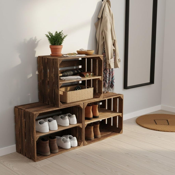 Alte geflammte Obstkisten/Holzkisten 50 x 40 x 30cm mit Zwischenboden LANG verarbeitet - Ideal für M