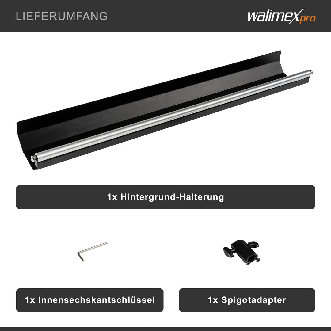 Walimex pro Hintergrund-Halterung für Lampenstative - Flexible Verwendung mit Kartonhintergründen bi