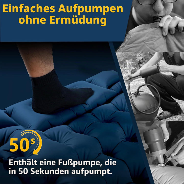 Hioutdoor Isomatte 10CM Camping Ultraleicht Aufblasbare Mit Fusspresse Pumpe Für Outdoor Wandern Str