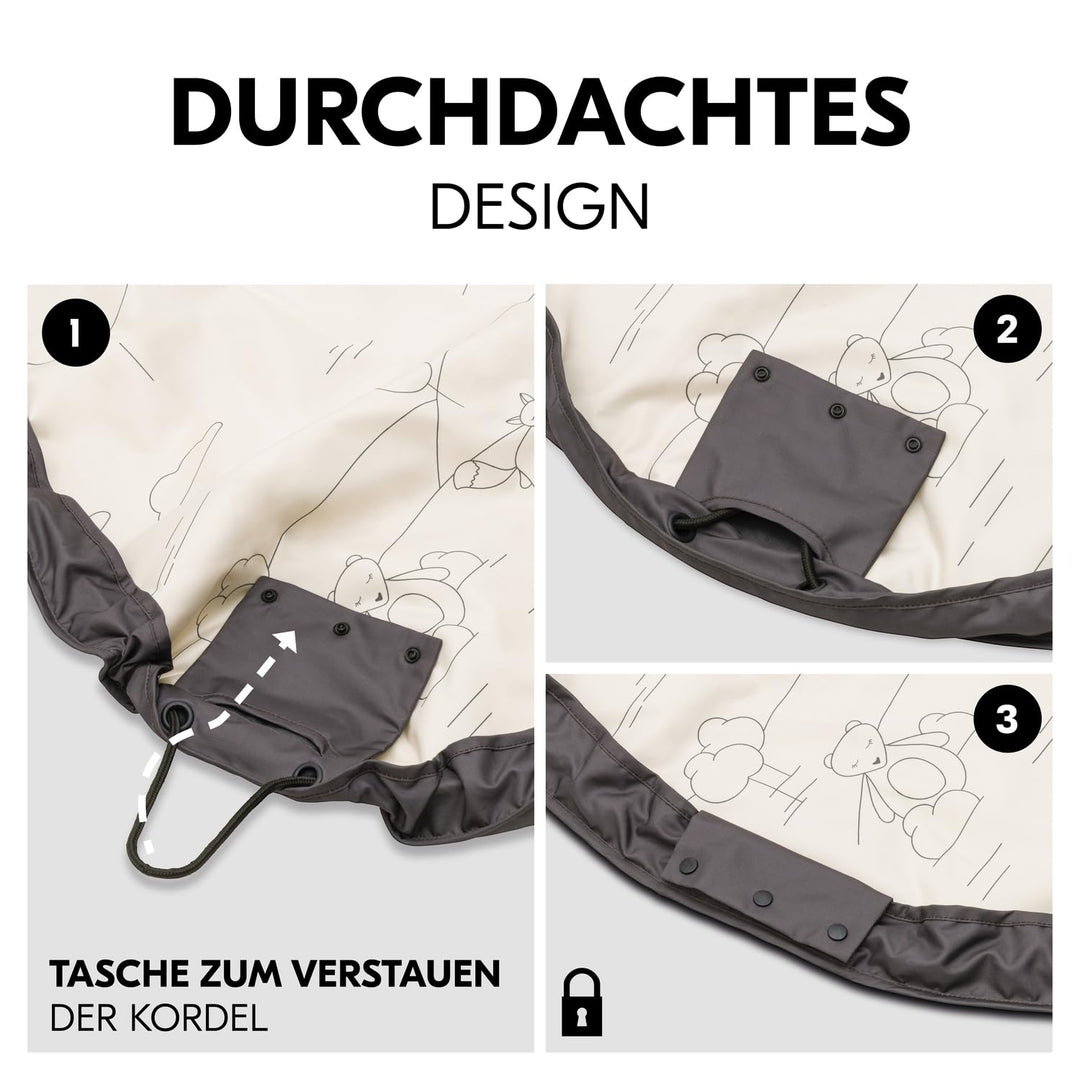 hauck Play N Tidy. Dark Grey – 2in1 Spielmatte & Aufbewahrungstasche für Babys & Kleinkinder, 120 cm