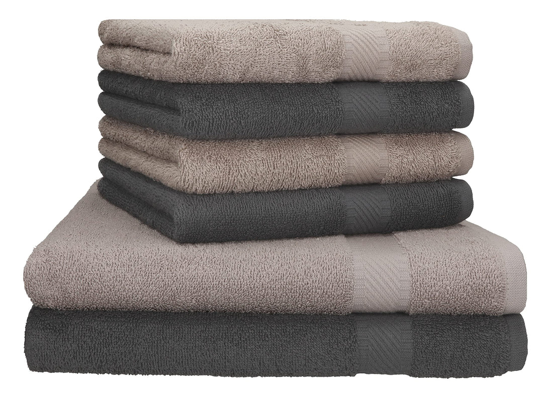 Betz Palermo Handtuch-Set – 6er Handtücher-Set - 2X Liegetücher - 4X Handtücher - 50x100 cm - anthra