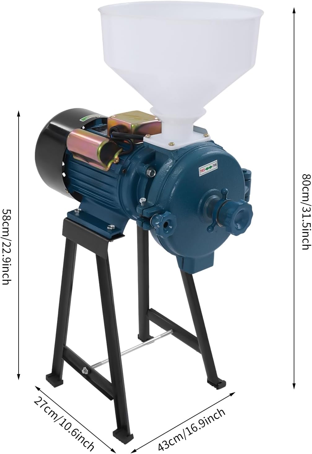2200W Elektrische Getreidemühle mit Trichter, Kornmühle Mühle für Mais Reis Weizen Kaffeebohnen, Mah