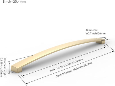 FURNIWARE 10 Stück Möbelgriff, Bohrlochabstand 256mm Stangengriff, Cabinet Arch Pull Küchengriff, fü