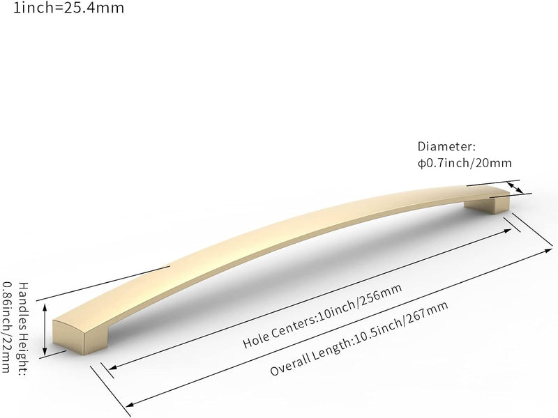 FURNIWARE 10 Stück Möbelgriff, Bohrlochabstand 256mm Stangengriff, Cabinet Arch Pull Küchengriff, fü