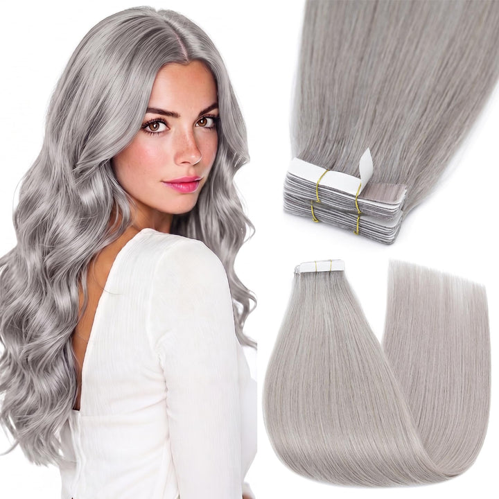 Silk-co Tape Extensions Echthaar 10stk, Remy Tape in Extensions Haarverlängerung, Skin Weft Echthaar