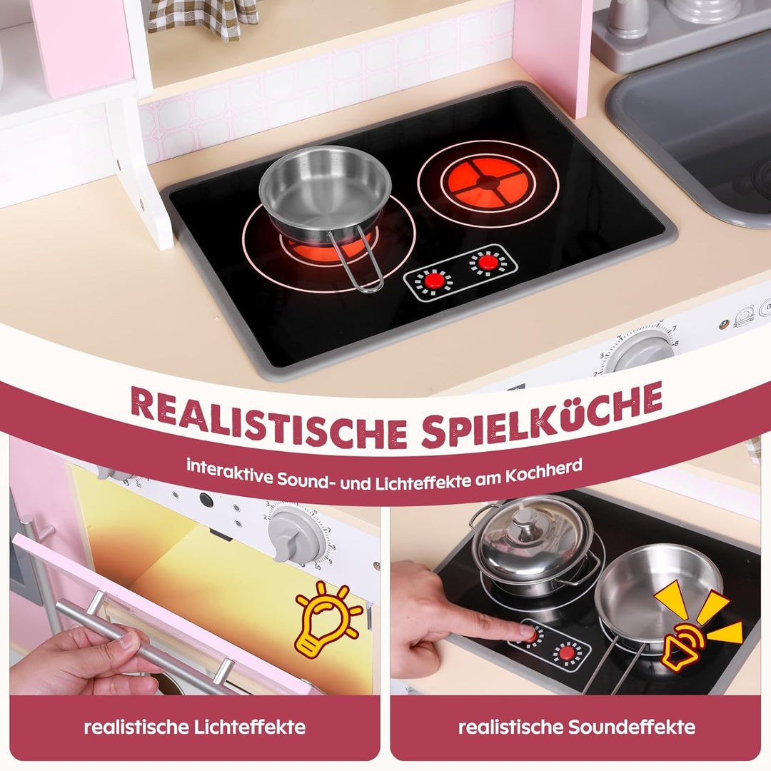 Kinderküchen-Spielset, höhenverstellbar, mit verschiedenen Küchenzubehörteilen, ideales Rollenspiel-