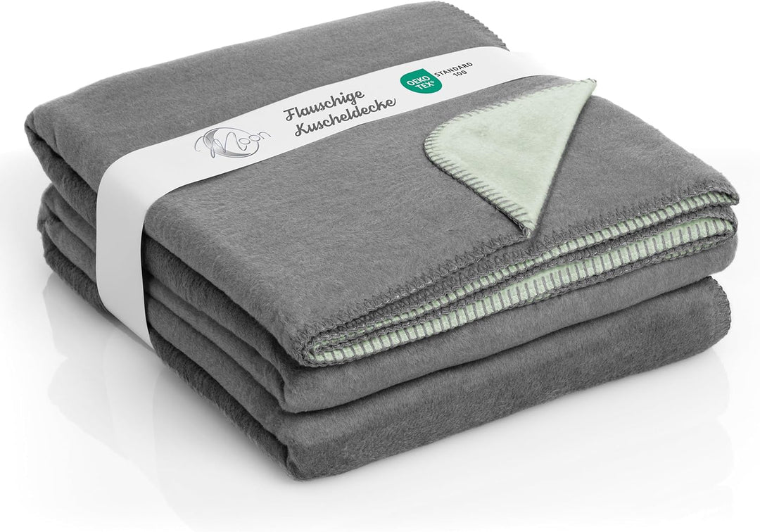 Moon Doubleface Kuscheldecke, Wohndecke aus Baumwollmischung - ca. 150x200 cm mit geketteltem Rand (