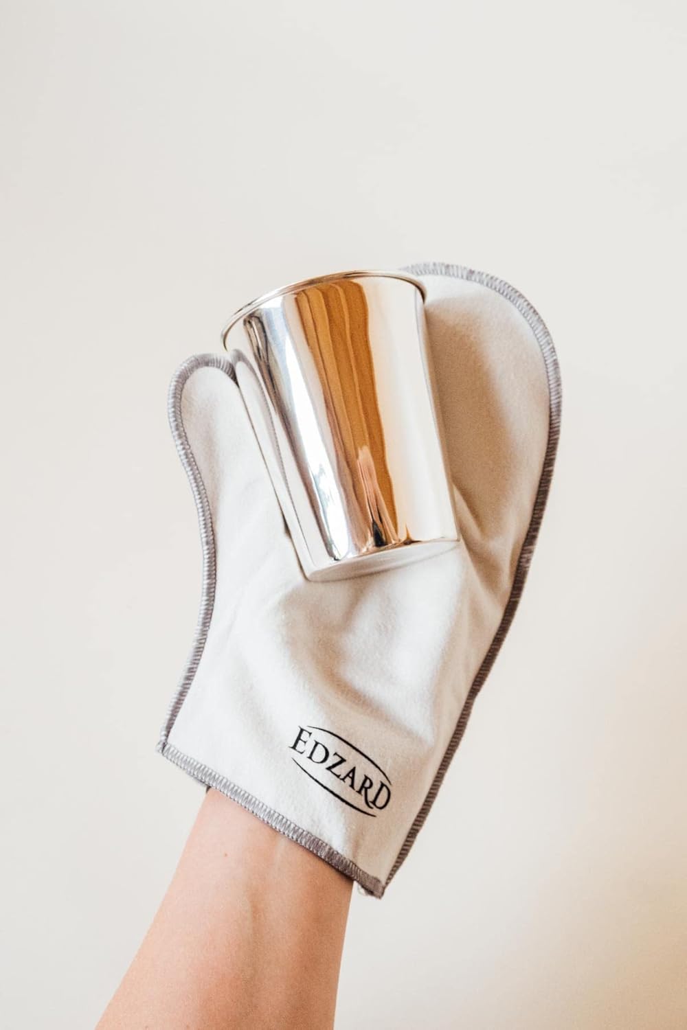 EDZARD QualiPolish® Silber Pflegehandschuhe (Paar) Reiniger für Schmuck, Münzen & Besteck aus Messin