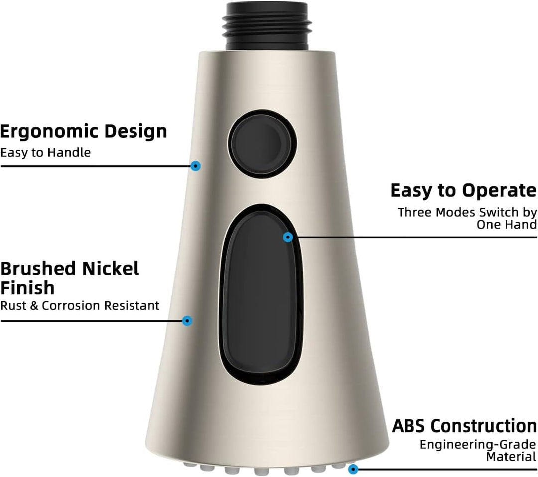 Hibbent 3 Modi Brausekopf Küchenarmatur Ersatz Herausziehbarer,Geschirrbrause ersatzkopf kompatibel