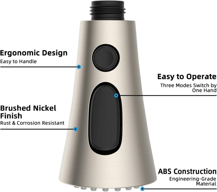 Hibbent 3 Modi Brausekopf Küchenarmatur Ersatz Herausziehbarer,Geschirrbrause ersatzkopf kompatibel