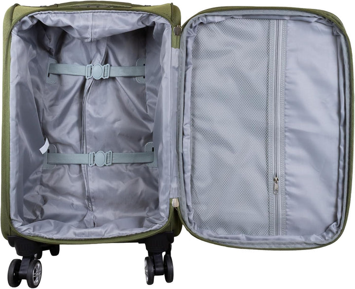 Trendyshop365 Weichgepäck Handgepäck Koffer Maribor 58cm 43 Liter 4 Rollen Zahlenschloss Grün Handge