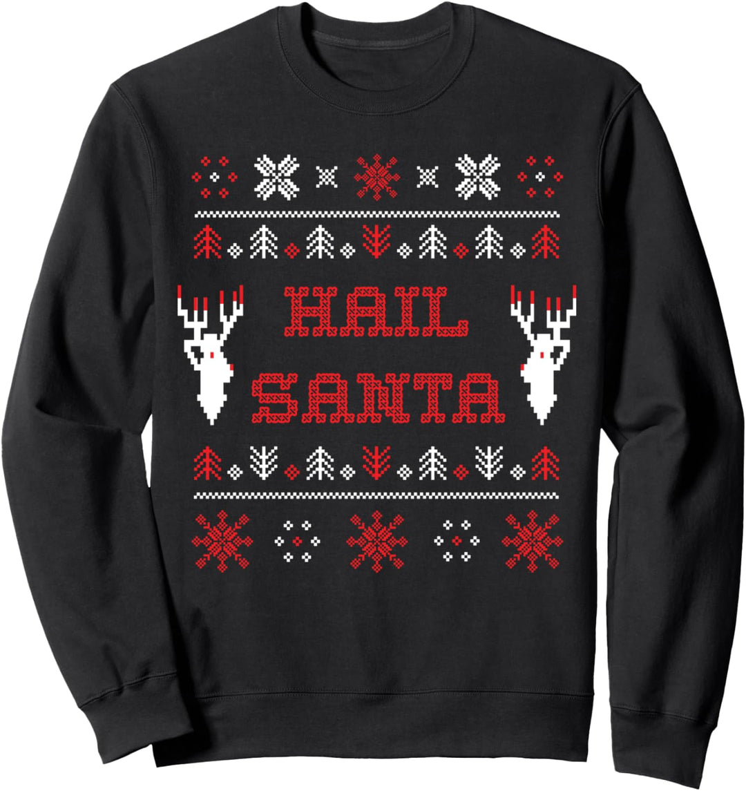 "Hail Santa" heavy metal xmas ugly holiday sweater Sweatshirt