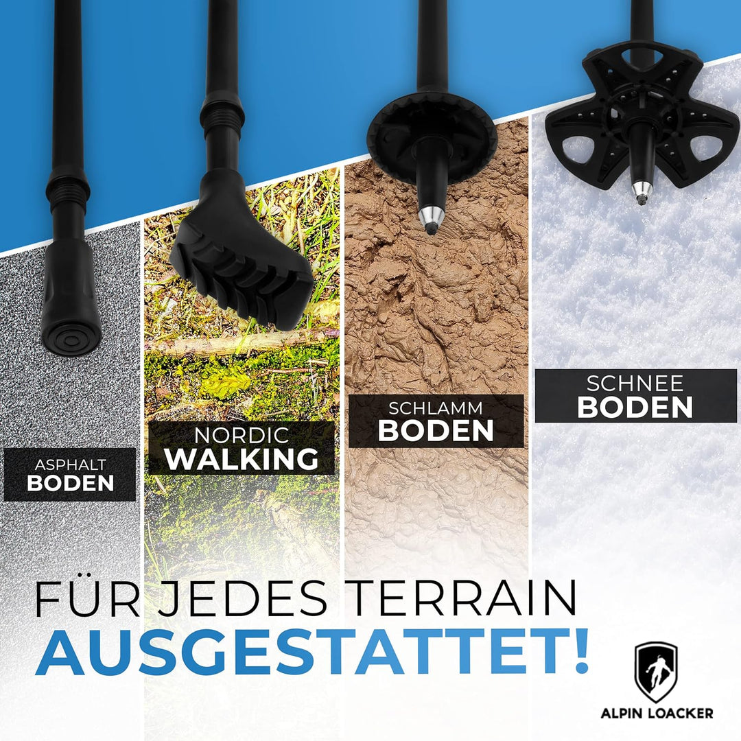 Alpin Loacker Teleskop Wanderstöcke Carbon & Aluminium mit Korkgriff I Leichte Nordic Walking Stöcke