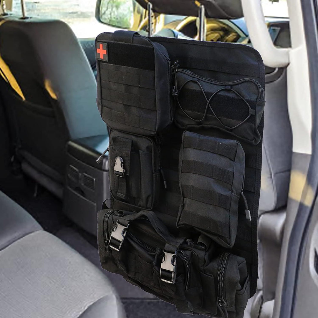Taktisch Autositz Organizer, Rückenlehnenschutz mit 5 Abnehmbare Tasche, Taktisch Auto-sitz Rückenle