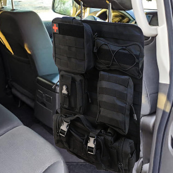 Taktisch Autositz Organizer, Rückenlehnenschutz mit 5 Abnehmbare Tasche, Taktisch Auto-sitz Rückenle