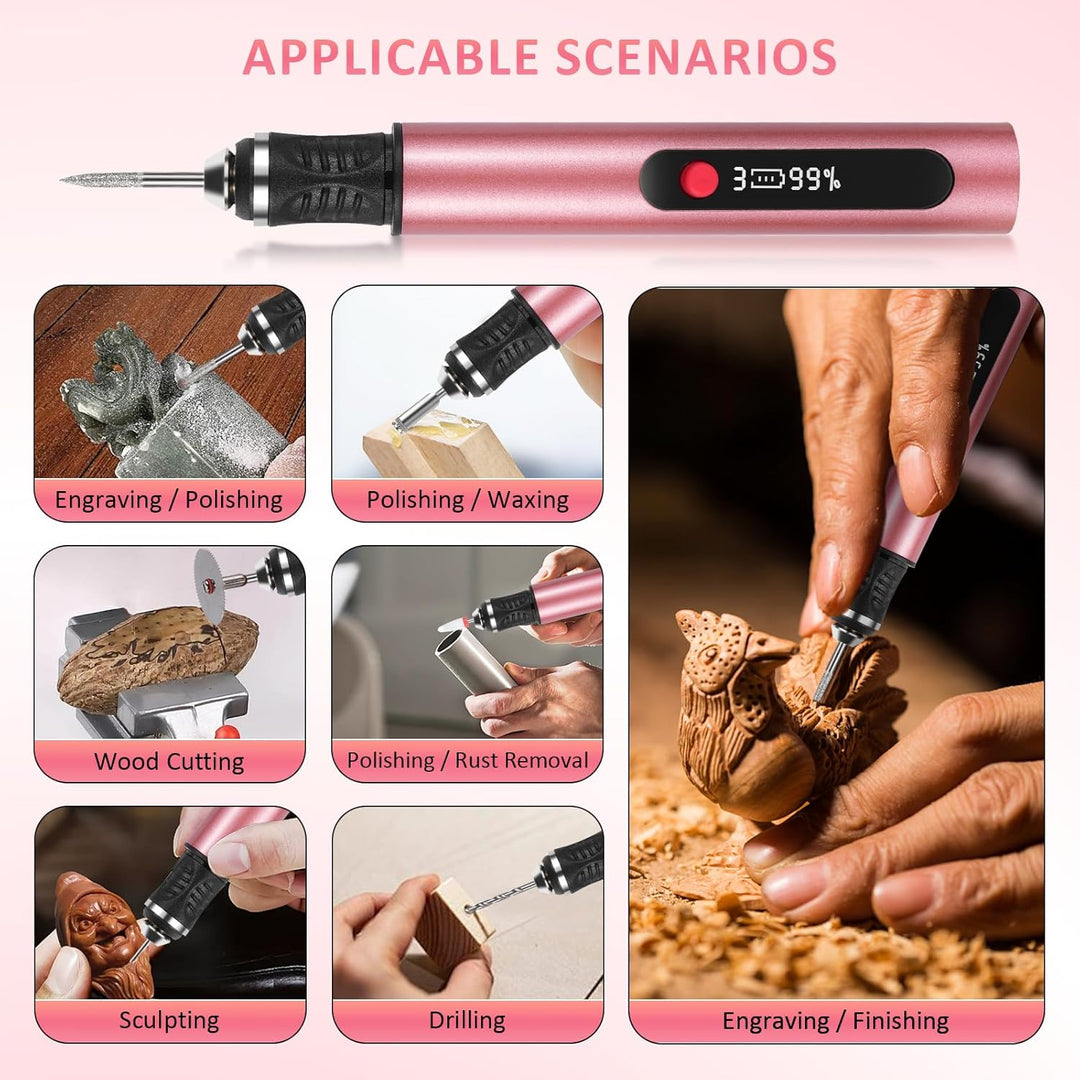 Customizer Gravierstift Set kabellos, wiederaufladbarer Customizer Engraving Pen mit 3 Geschwindigke