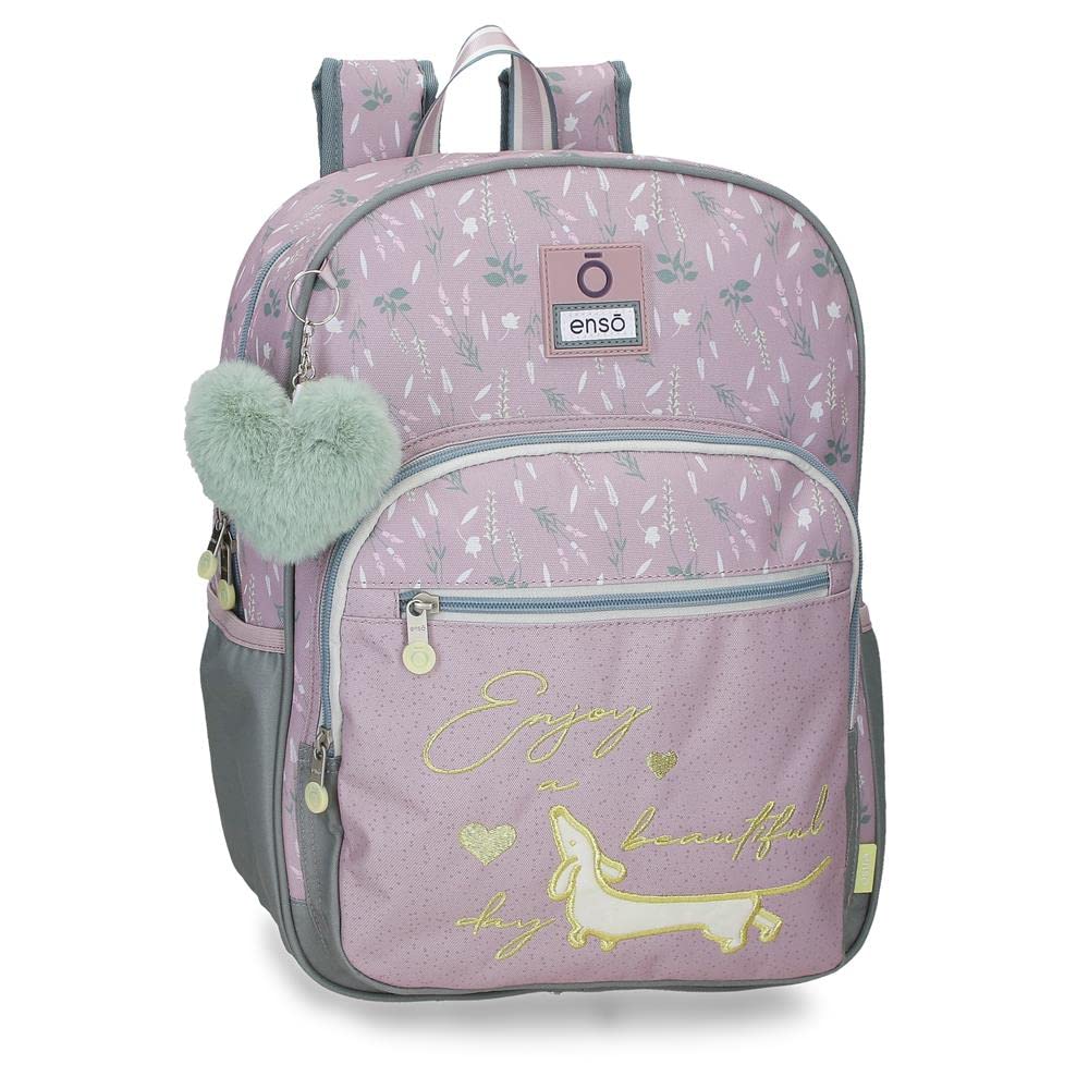 Enso Beautiful Day Purple Schulrucksack, anpassbar an Trolley, 30 x 38 x 12 cm, Polyester, 13,68 l r