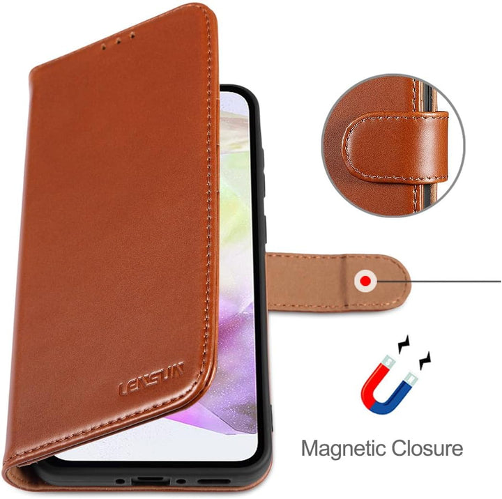 LENSUN Echtleder Hülle für Samsung Galaxy A36, Handyhülle [Echtes Leder][Brieftasche] Handytasche Le