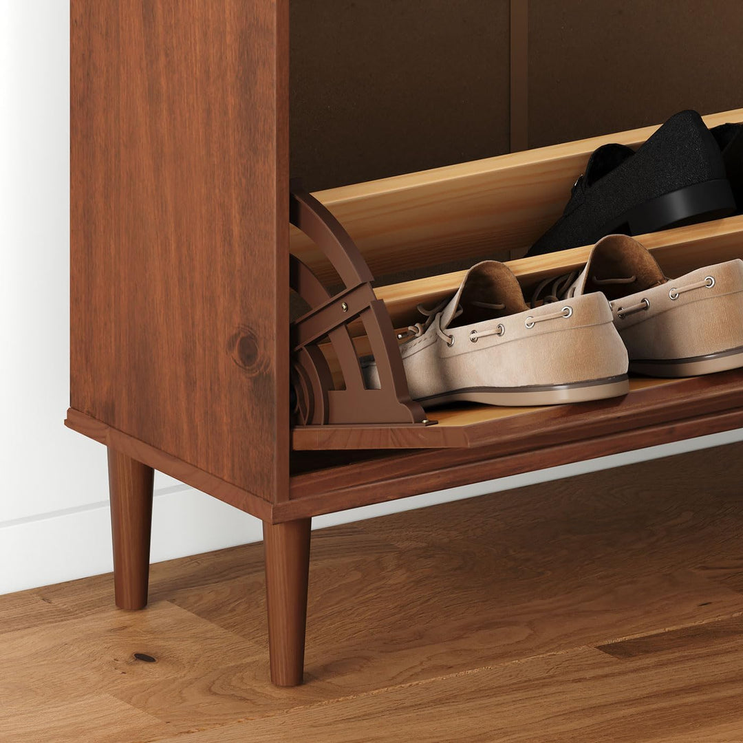 IDIMEX Schuhkipper MIKKA 2 Klappen 1 Schublade - kastanienfarben, schmaler Schuhschrank, Schuhaufbew
