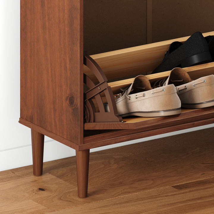 IDIMEX Schuhkipper MIKKA 2 Klappen 1 Schublade - kastanienfarben, schmaler Schuhschrank, Schuhaufbew