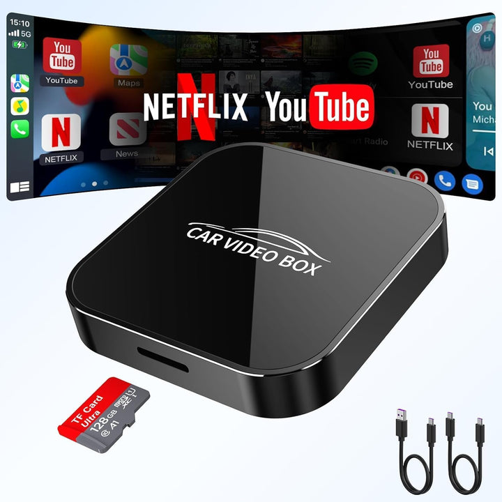 2026 Wireless CarPlay &amp; Android Car Adapter Supports Netflix/YouTube/TF - Plug &amp; Play, Magic Video B